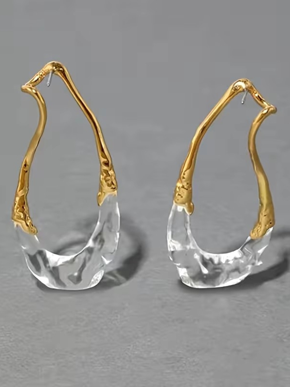 Gold Tone Creative Teardrop Hoop Earrings - Women's Jewelry